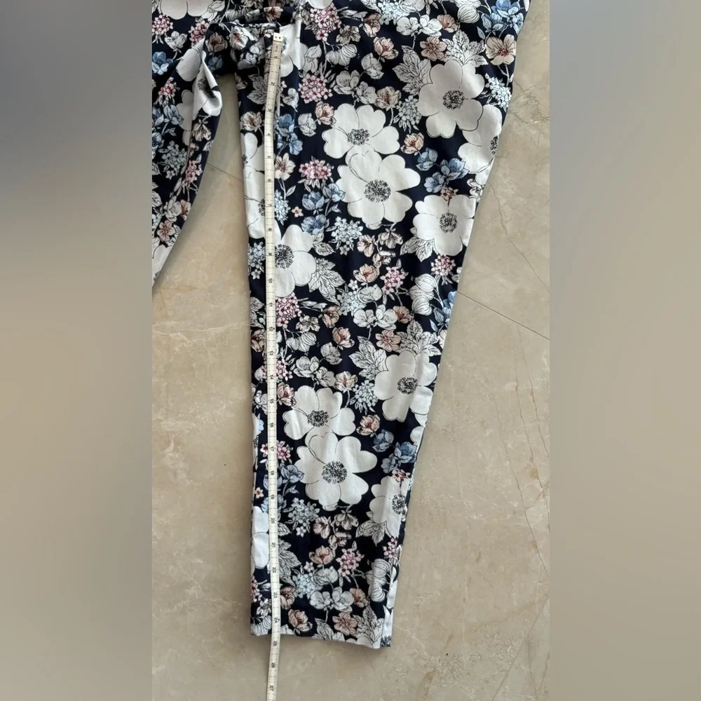 Ann Taylor Modern Crop Peony Blossom Sketched Floral Pants Dimensions in Photos